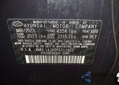 2023 Hyundai Sonata Sel from USA, damaged, VIN KMHL14JA9PA311922